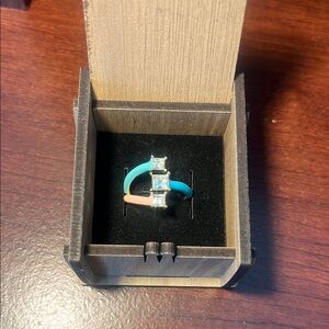 Elegant Blue, Pink, and Gold Ring